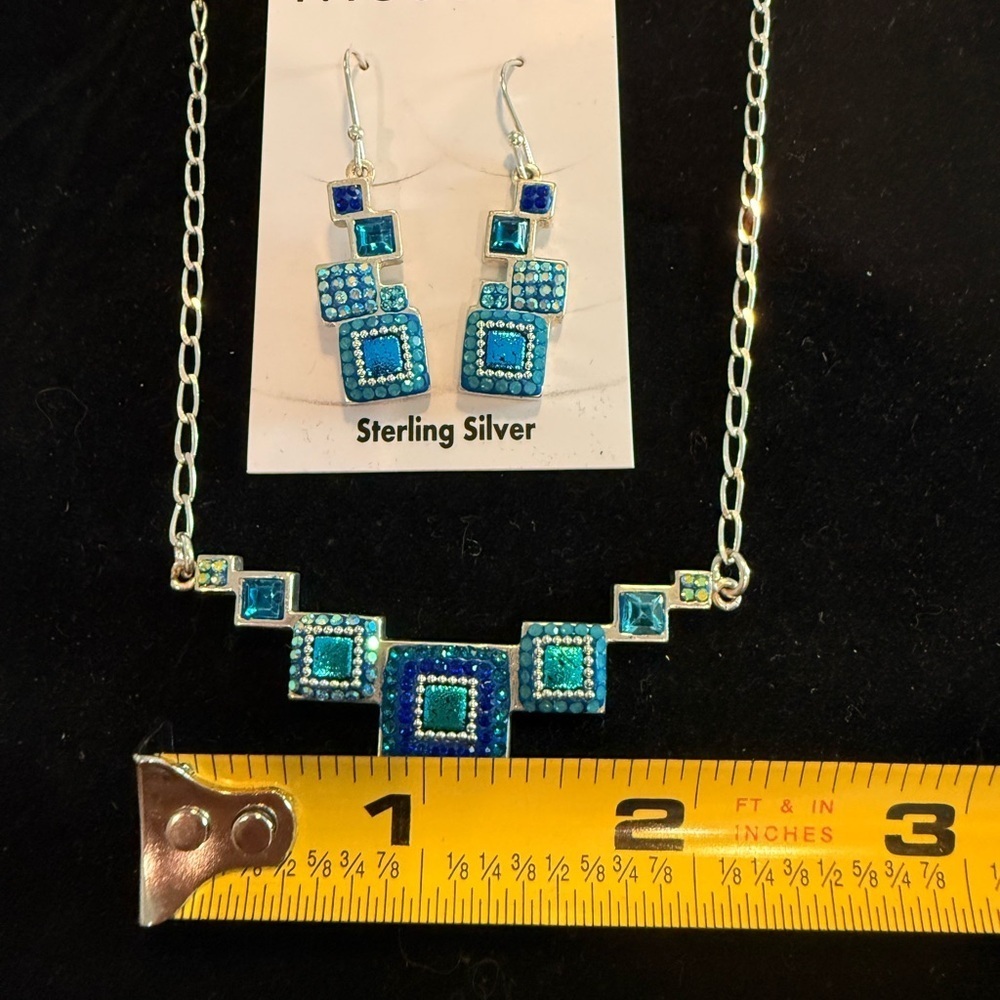 NWT Gorgeous Austrian Crystal / 925 Silver necklace & earrings from Mosaico - Picture 6 of 12